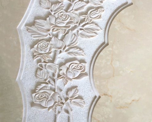 Floral decorations in marble or granite – Bunch of roses in low relief