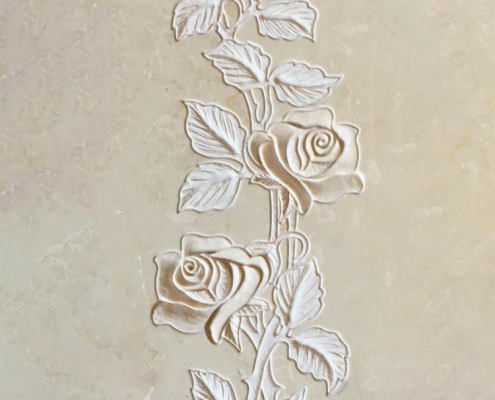 Floral decorations in marble or granite – Roses in low relief